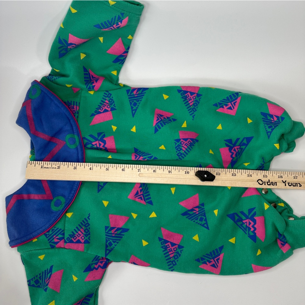 VTG Parco 12M Baby Collared Romper Unisex Geometric 80s 90s - Picture 8 of 10